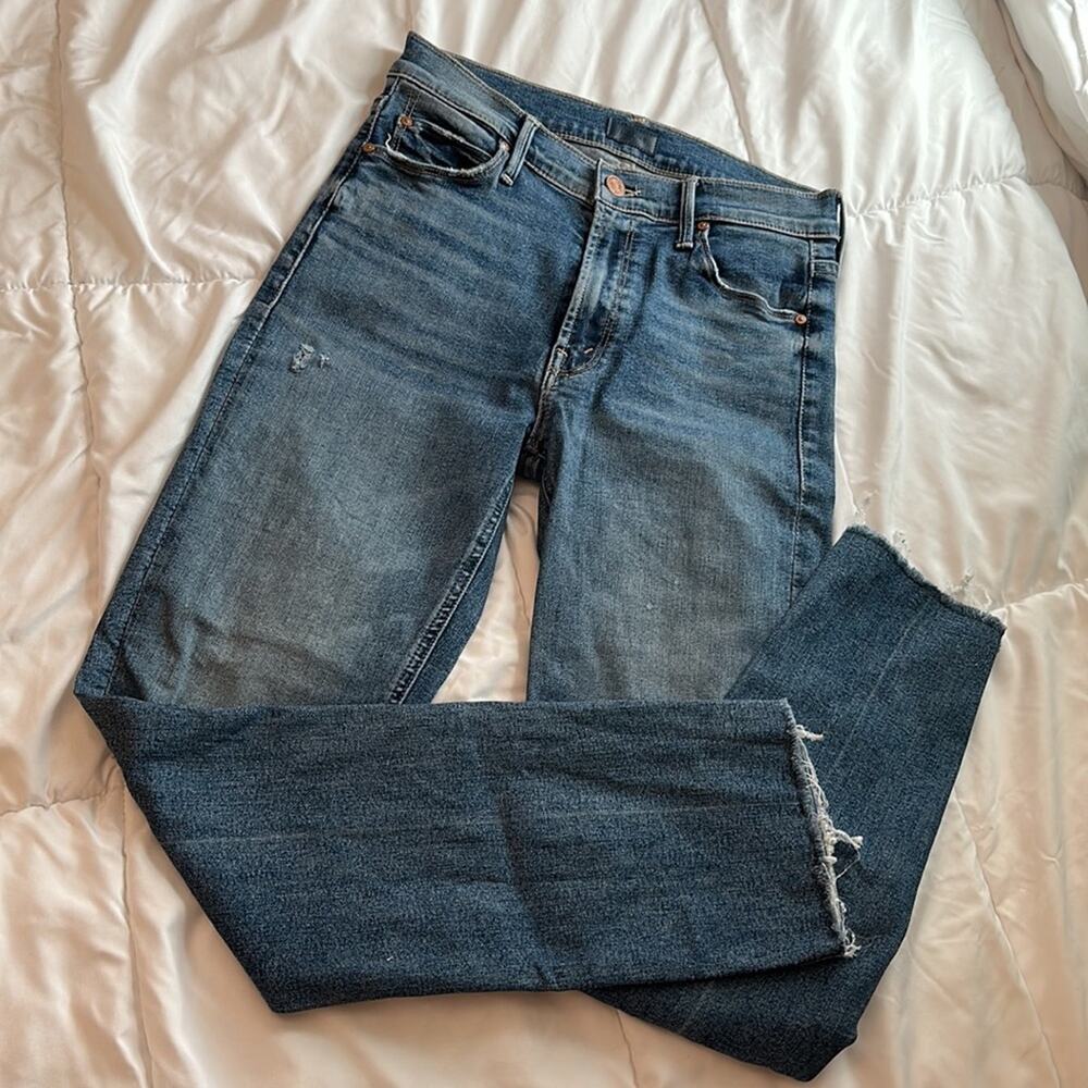 MOTHER The Dazzler Mid Rise Ankle Straight Jeans Going in Circles 26